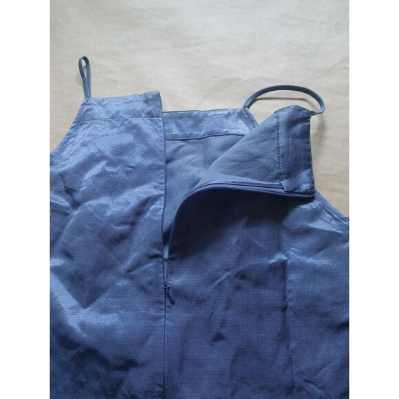 Madewell Mini Dress Womens 8 Blue Metallic Linen Blend Futuristic Aesthetic - Picture 8 of 8